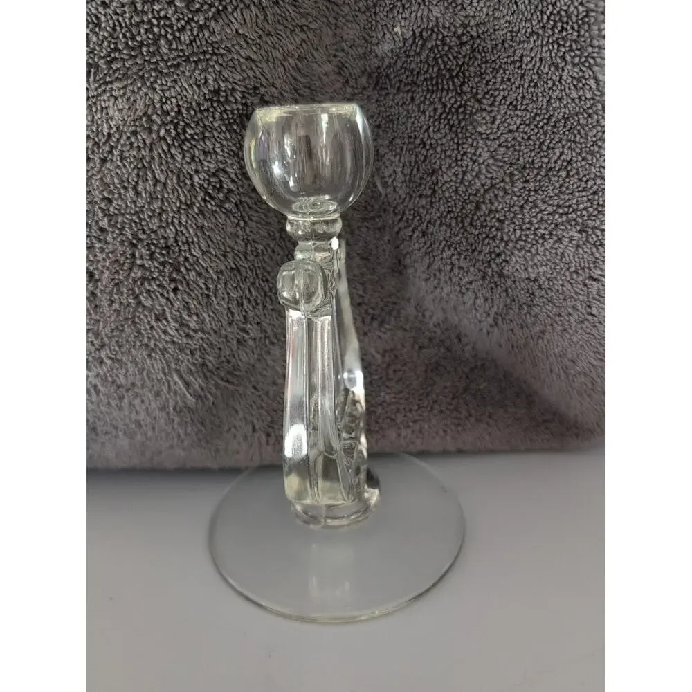 Vintage HARP SHAPED Pressed Glass CANDLE HOLDER Art‎ Deco Paden City
